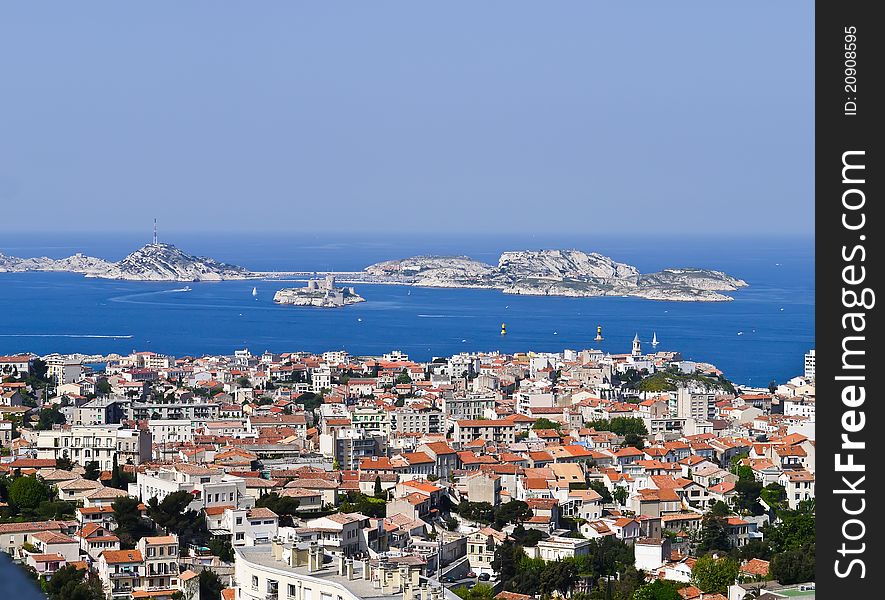 View Port of Marseille France and the If castle