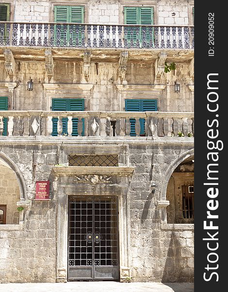 Front wall of Palace of Pima Family in Kotor, Montenegro. Front wall of Palace of Pima Family in Kotor, Montenegro.