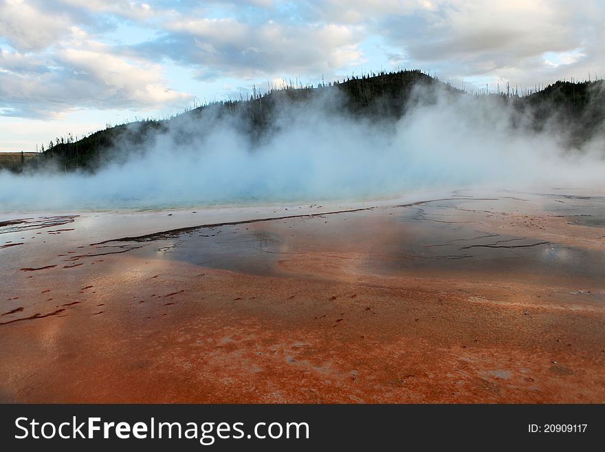 Colorful fountain pool at yellowstone national park