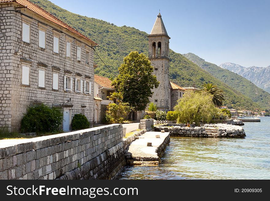 Coastline of Bay of Kotor in Montenegro