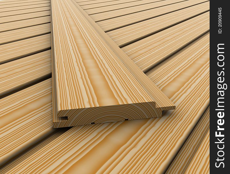 One Wooden board on the boards. 3d rendering. One Wooden board on the boards. 3d rendering