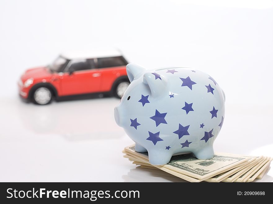 Piggy bank and car