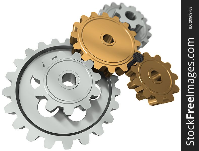 Nail between gears - a symbol obstacle in business