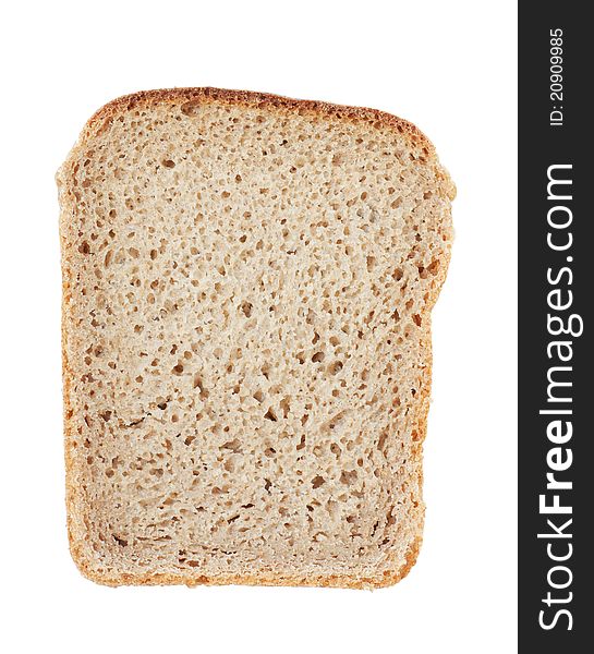 A slice of rye bread isolated over white. A slice of rye bread isolated over white