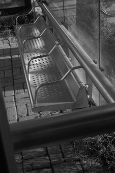 The Metalic Bench At Bus Station Royalty Free Stock Image The Metalic Bench At Bus Station Royalty Free Stock Image