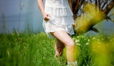 Girl In White Dress Walking Stock Photography Girl In White Dress Walking Stock Photography