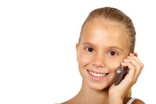 Pretty Teenage Girl With Mobile Phone Stock Images