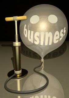 Business Air Pump Blow Gold Baloon Economic Smile Stock Image