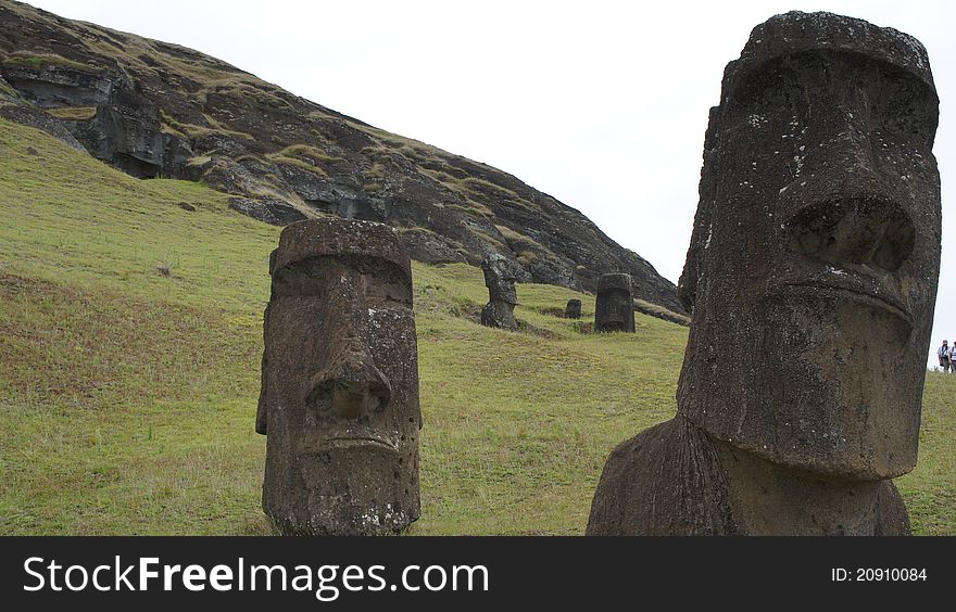 Moai statues in Easter Island. Moai statues in Easter Island