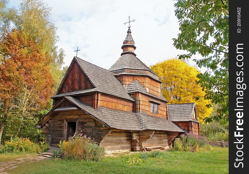 Old wooden church, 19 century Kiev Ukraine