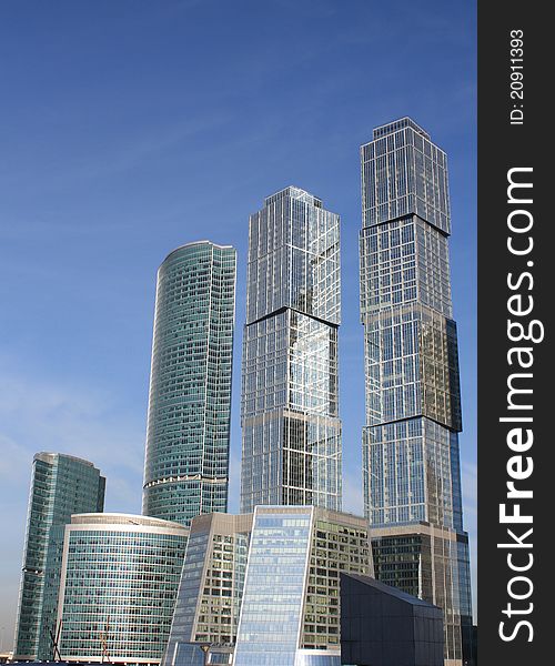 Moscow City - is being built business district in Moscow on the waterfront Presnenskaya. Moscow City - is being built business district in Moscow on the waterfront Presnenskaya