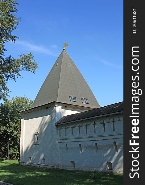 Wall's Tower of the Andronnikov monastery in Moscow