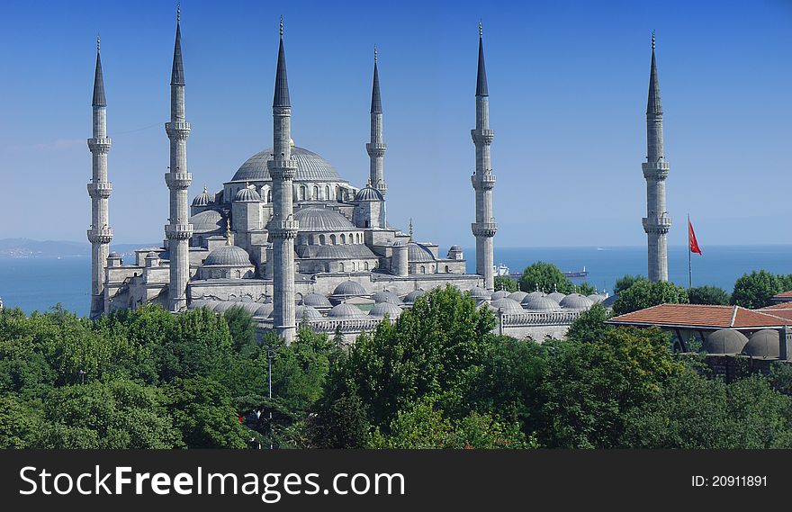 A big panoramic view of blue mosque of Istanbul