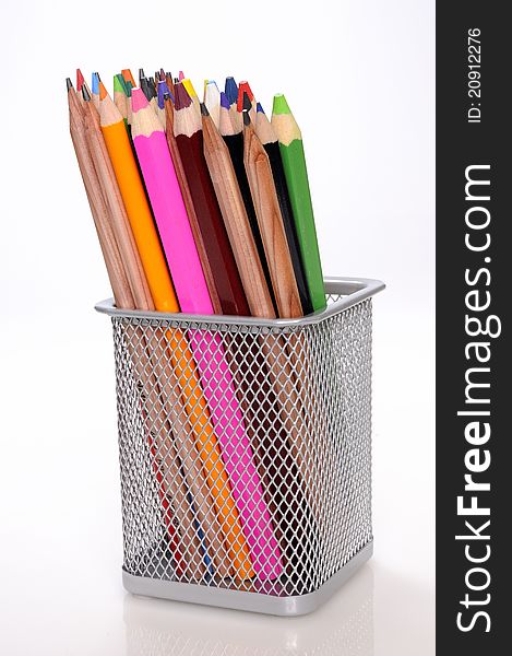 Colored Pens in one basket. Colored Pens in one basket