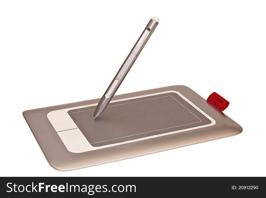 Computer drawing tablet with pen. Computer drawing tablet with pen