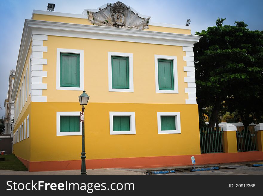 Yellow Home in Old San Juan in puerto rico. Yellow Home in Old San Juan in puerto rico