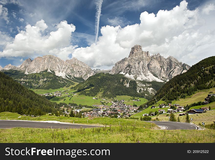 Overview of Corvara, a village in South Tyrol. Overview of Corvara, a village in South Tyrol