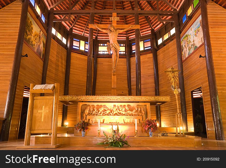 Wooden church at Yasothon province Thailand. Wooden church at Yasothon province Thailand