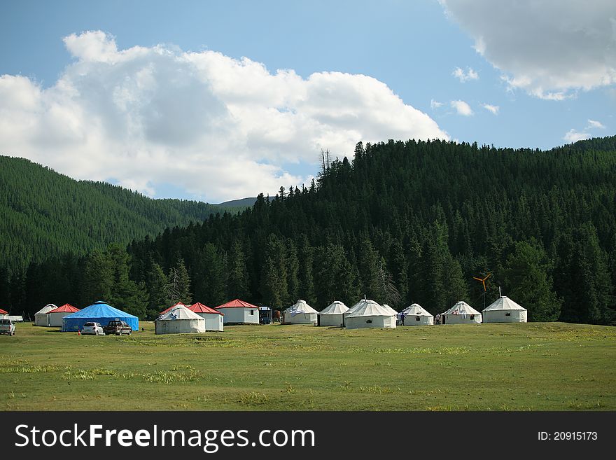 Tent under the blue sky holiday. Tent under the blue sky holiday