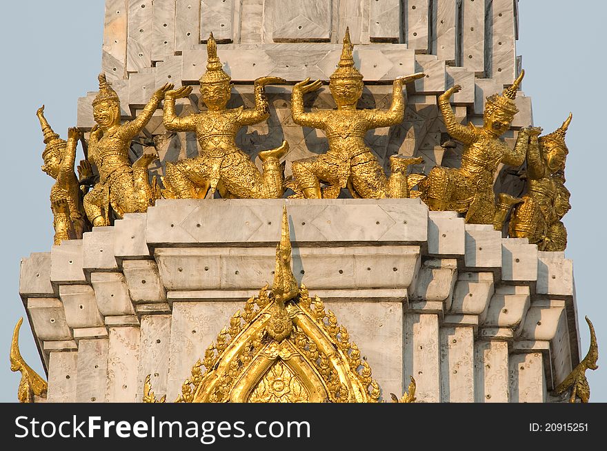 Giant statue on pagoda at Wat Pho Bangkok Thailand