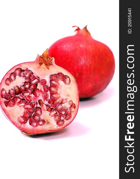 Pomegranate fruit on white background