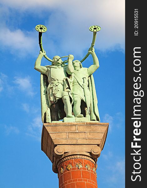 Lure Blowers statue near City Hall in Copenhagen, Denmark
