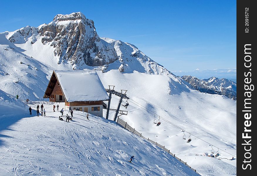 Slope on the skiing resort Flumserberg. Switzerland. Slope on the skiing resort Flumserberg. Switzerland