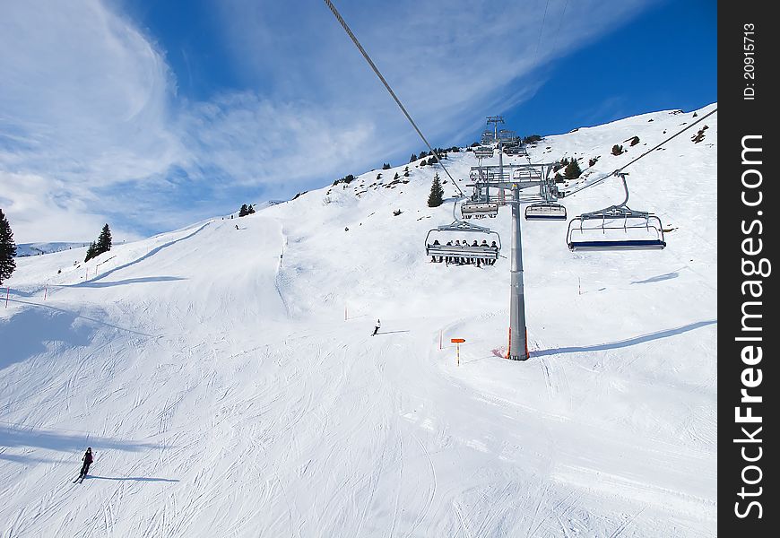 Slope on the skiing resort Flumserberg. Switzerland. Slope on the skiing resort Flumserberg. Switzerland