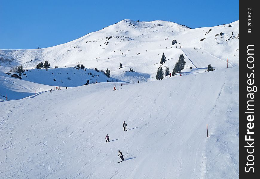 Slope on the skiing resort Flumserberg. Switzerland. Slope on the skiing resort Flumserberg. Switzerland