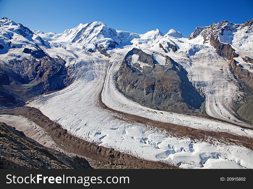 Melting glaciers in the swiss alps