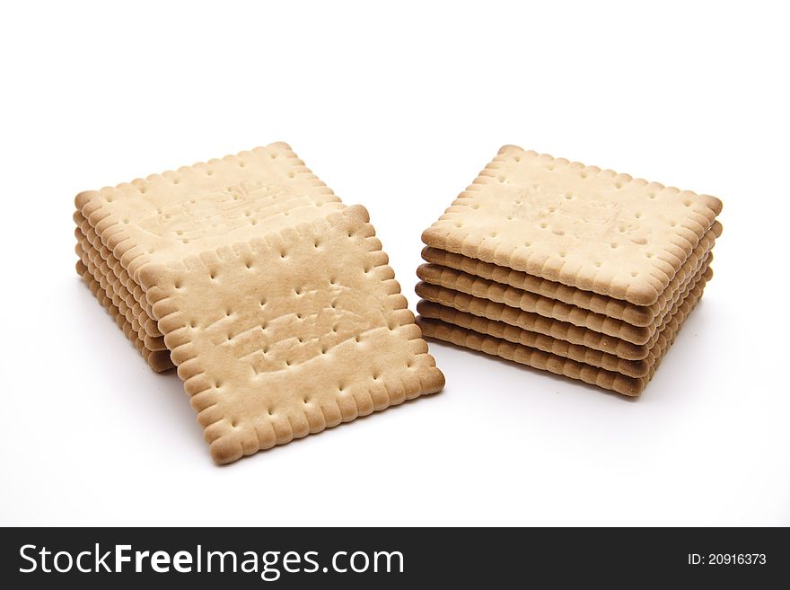 Cookies crisp and onto white background
