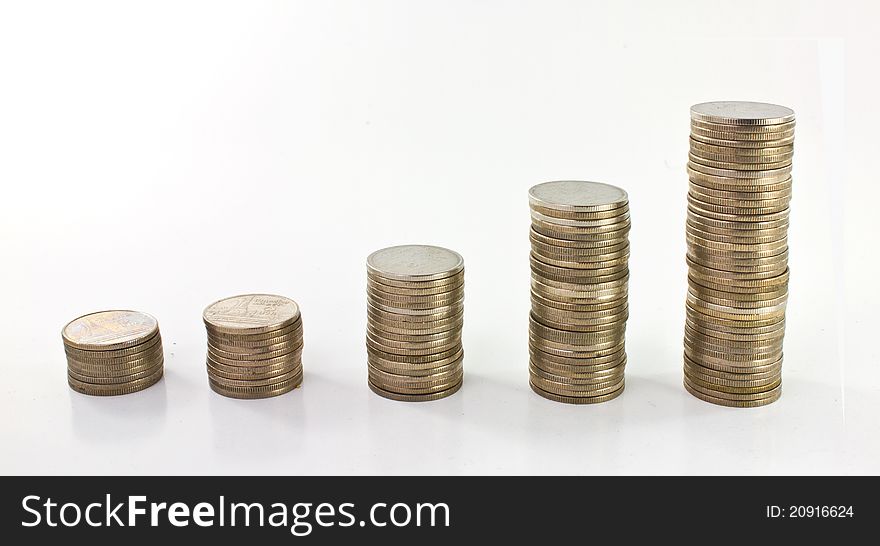 Coins in stack on with background