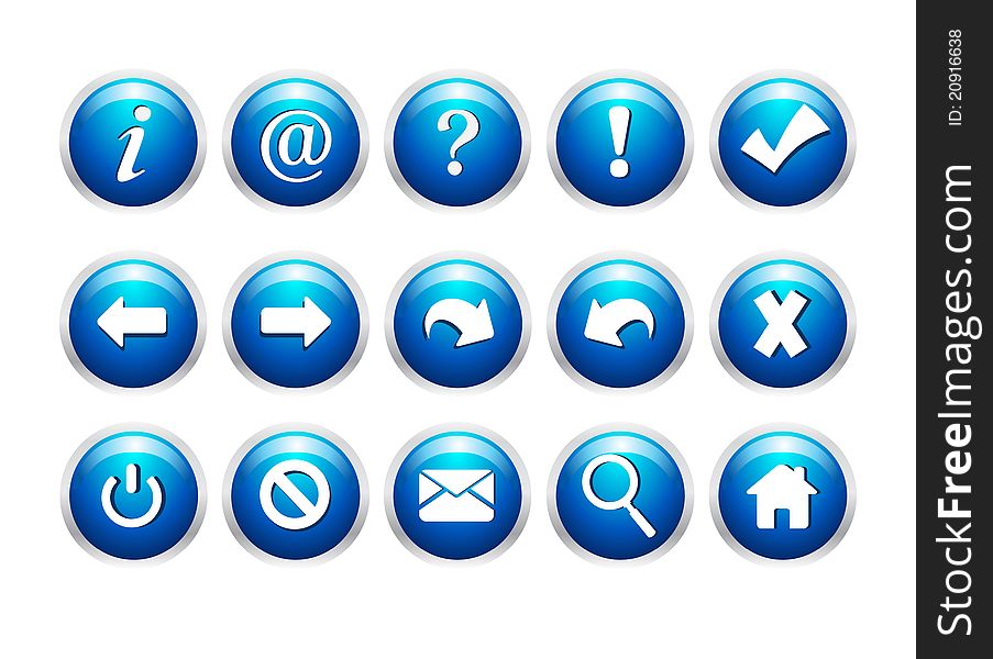 Set of 15 web icons-buttons. Set of 15 web icons-buttons