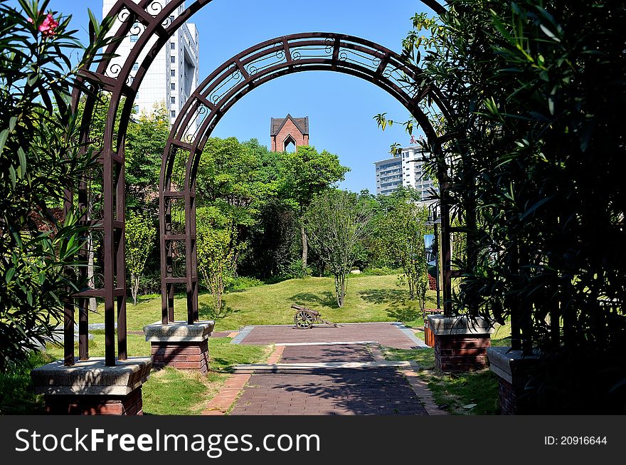 Arched door of a park