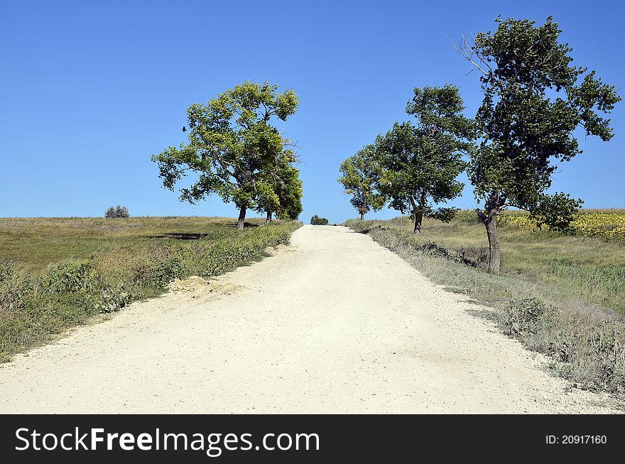 Dirty and dusty curved road in desert relief. Dirty and dusty curved road in desert relief