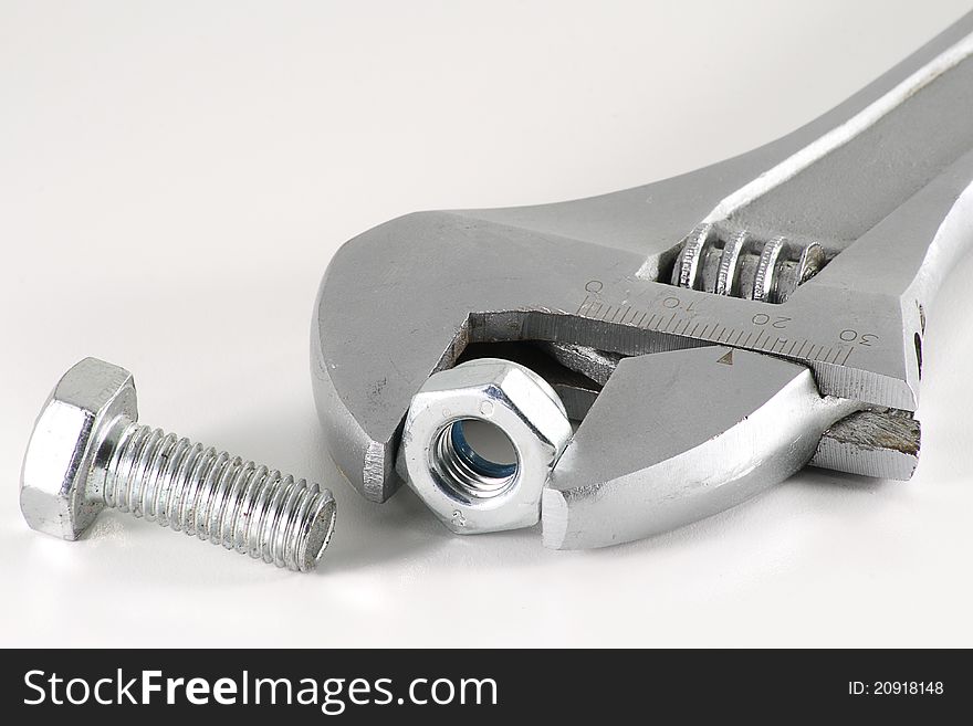 Adjustable spanner isolated on white background. Adjustable spanner isolated on white background