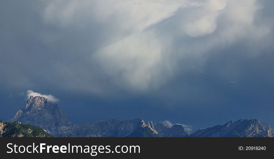 A storm on the Dolomites mountains, Cadore, Italy. A storm on the Dolomites mountains, Cadore, Italy