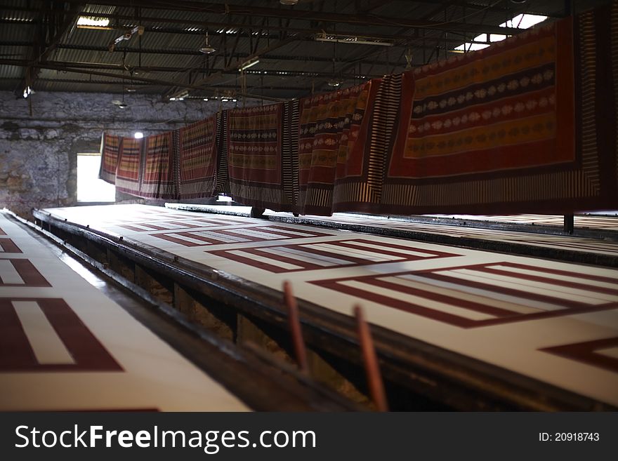Sweatshop coloring textile factory with natural dye in India. Sweatshop coloring textile factory with natural dye in India