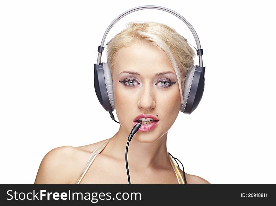 Blonde Girl With Headphones