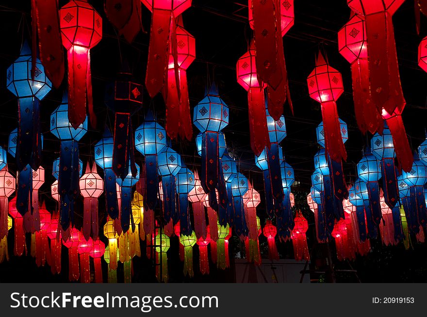 Decoration of paper lantern in Loi Kratong festival, Chiangmai, Thailand. Decoration of paper lantern in Loi Kratong festival, Chiangmai, Thailand