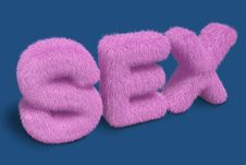 Furry SEX Letters On A Blue Background Stock Photos