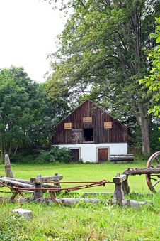 Old Barn And Sled Royalty Free Stock Images