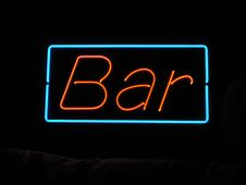 Red Neon Bar Sign Stock Photography