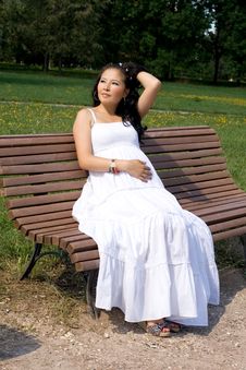 Beautiful Pregnant Girl Resting On Bench Royalty Free Stock Photos Beautiful Pregnant Girl Resting On Bench Royalty Free Stock Photos