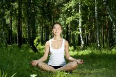 Yoga Woman On Green Grass Stock Photo Yoga Woman On Green Grass Stock Photo