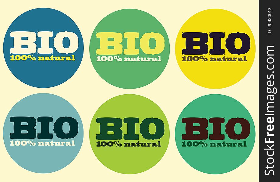 Six small Bio 100% natural logo for any use.