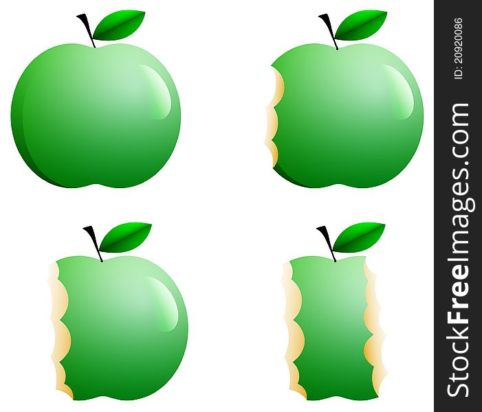 Illustration of four states of apples