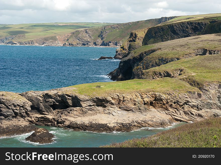 Landscape of sea on the coast at Port Isaac in Cornwall