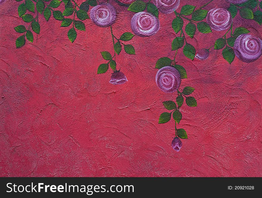 Rose painting on the wall of house