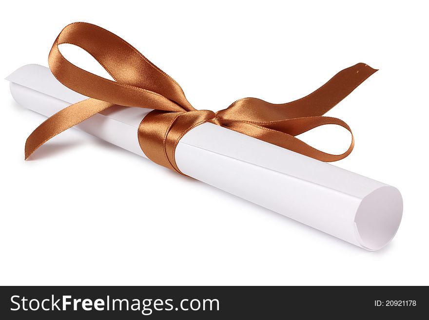 Color photo of a gold ribbon. Color photo of a gold ribbon